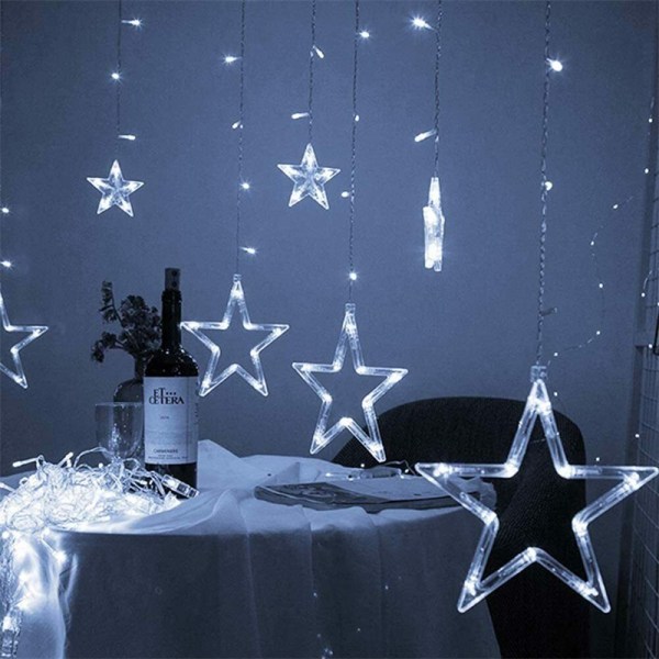 LED Star Fairy String Lights Gardinfönster Julfest Bröllop Xmas Dekor Color