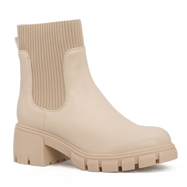 Dames Chelsea Støvler Slip On Platform Ankelstøvler Lug Sole Chunky Booties US9