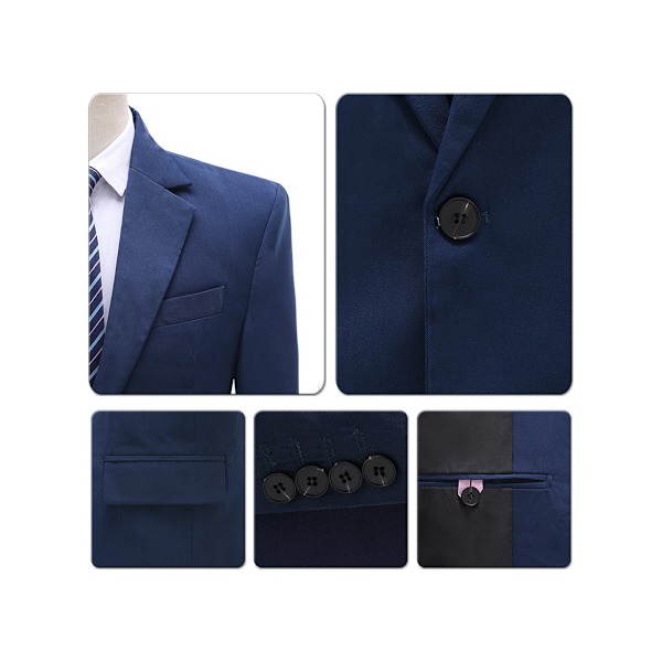 Miesten 2-osainen Slim Fit -puku Liike- ja Hääjuhliin Dark blue S