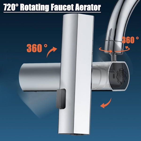 Vattenfallskök Kran, 3 i 1 360° Vattenfallskök Kran