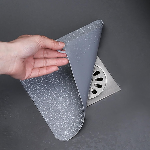 Gulvavløpsmatte i silikon, luktdempende, med silikagel-avløpsplugger grey 15*15cm