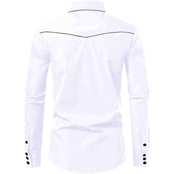 Miesten rento pitkähihainen napitettu paita, jossa on brodeeraus White 1 XL
