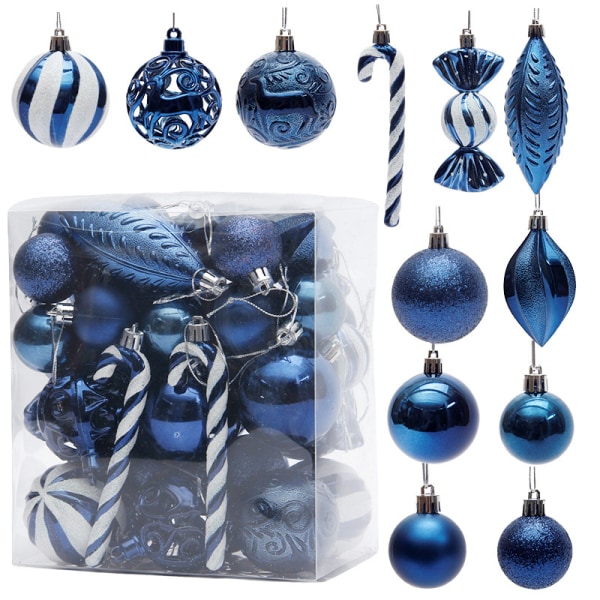 Julkulsprydnader för juldekorationer, 40st julgransprydnader Dark Blue