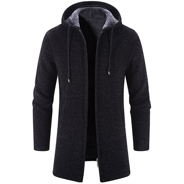 Mænds Behagelig Ensfarvet Lynlås Strikket Cardigan black XL