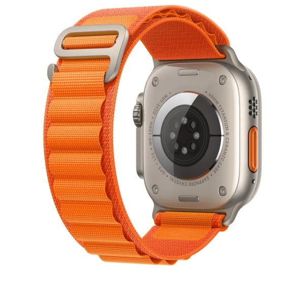 Nylon Alpine Loop -kellohihna Apple Watch Ultra 9/8/7/6/SE/5 44/45/49 mm Orange 38/40/41mm