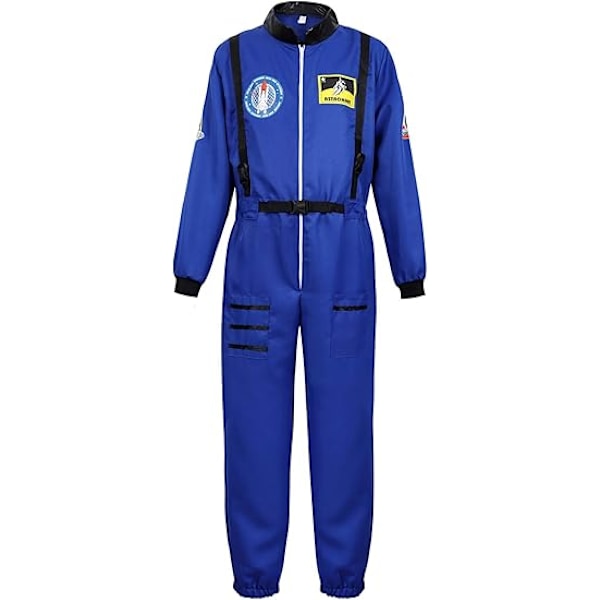 Herkostym för vuxna män, astronaut, rymdfarare, pilot, jumpsuit, festklädsel blue 140