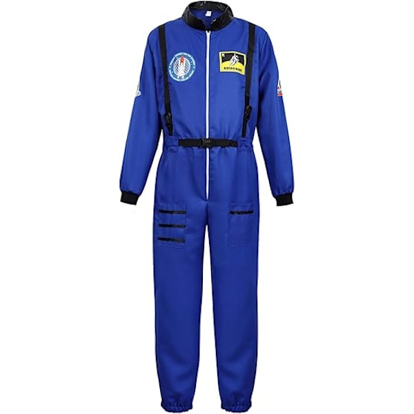 Mænds Voksen Astronaut Rummand Kostume Overalls Pilot Jumpsuit Klæd Dig Ud Til Fest blue 160