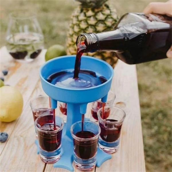 6 Shotsglasdispenser og Holder Inkluderer 6 Shotsglas Til Alle Typer Drikkevarer Grey