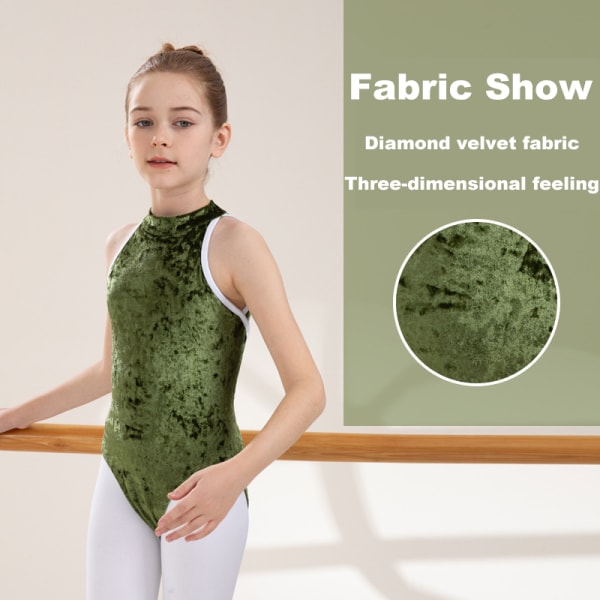 Flickor Småbarn Sammet Ärmlös Dans Balett Mesh Tutu Trikå Ballerina Outfit Green 110cm