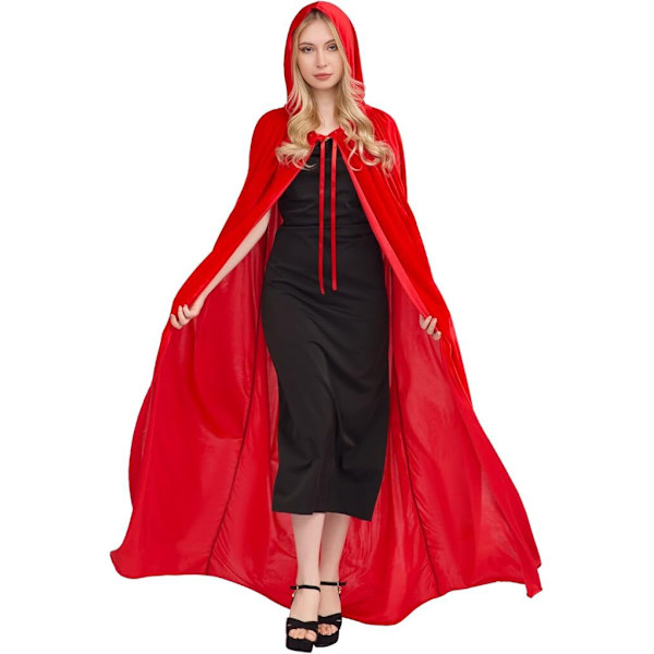 Unisex hettekappe, Halloween-kappe for cosplay red 140cm without hat