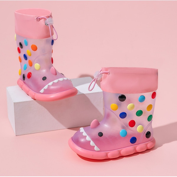 Lasten läpinäkyvät saappaat Vauvoille Pojille Tytöille PVC Ulkokäyttöön Piirretty Hai pink 170