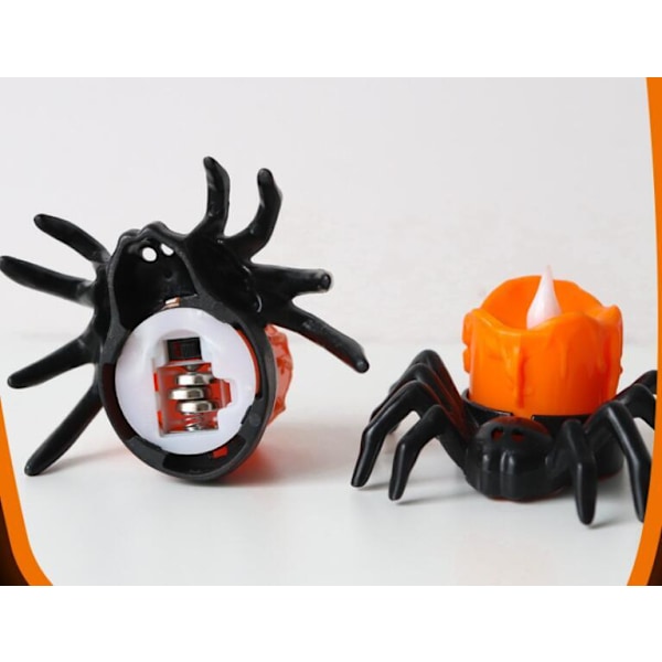 6 kpl Halloween-hämähäkkilyhtyjä, LED-liekittömiä valoja orange