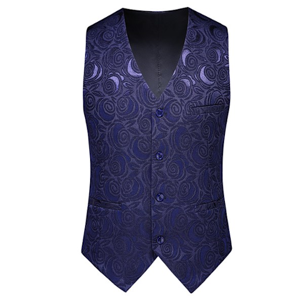 Herrar Västar Slim Fit Män Paisley Väst Kostym blue 2XL