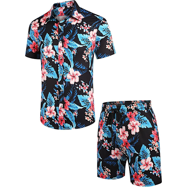 Miesten Havaijilainen Paita ja Shortsit black M