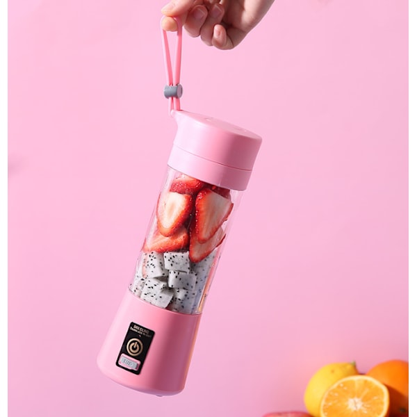 Bærbar Fruktjuiceblender Personlig Elektrisk Mini-flaske Hjem USB 6 Blader pink