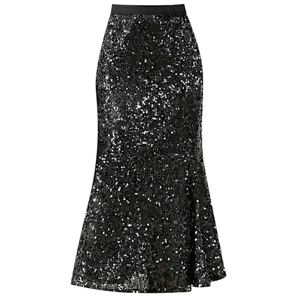 Kvinners Sekvens Skjørt Glitter Elastisk Bodycon Midi Havfrue Skjørt M