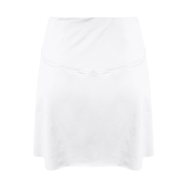 Plisserad tenniskjol för kvinnor med shortsfickor hög midja White XL