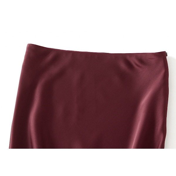 2 stk. Satin skjørt for damer, høyt liv, lange skjørt for kvinner red M