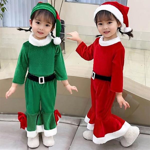 Julekostyme for jenter, Santa Claus-antrekk for jenter red 130cm
