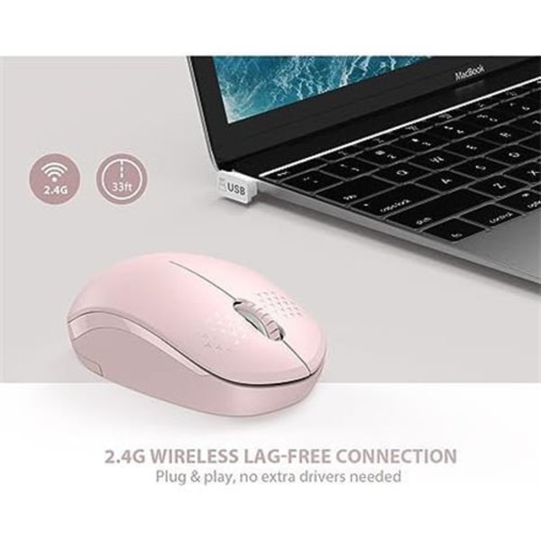 Trådlös mus, ljudlös mus med USB mottagare Bärbara datormöss Black