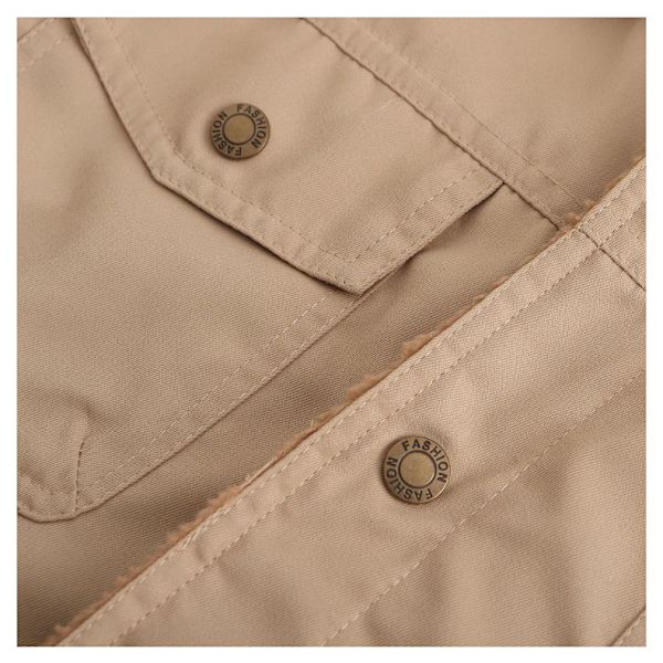 Mænds Vinterjakke Varmt Fleeceforet Frakke Light Khaki 4XL