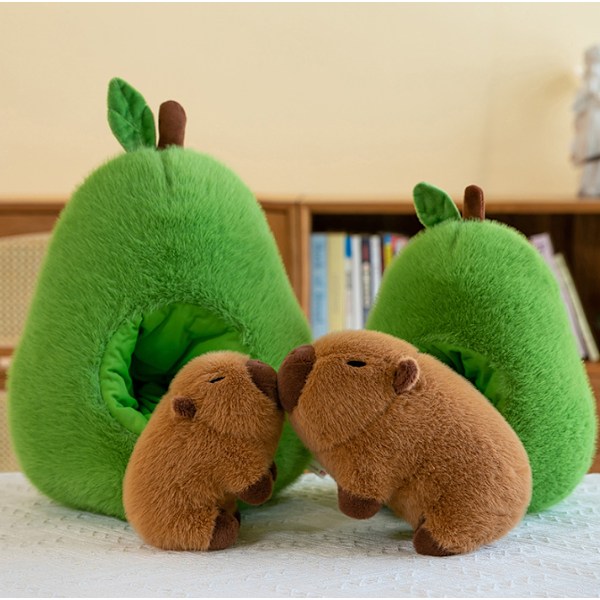 Capybara i Avocado Plushie Blød Fuzzy Skjul i Plys Kastpude 35cm