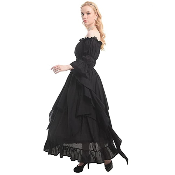 Victorian Kjole Renaissance Kostume Kvinder Gothic Hexe Kjole black L/XL