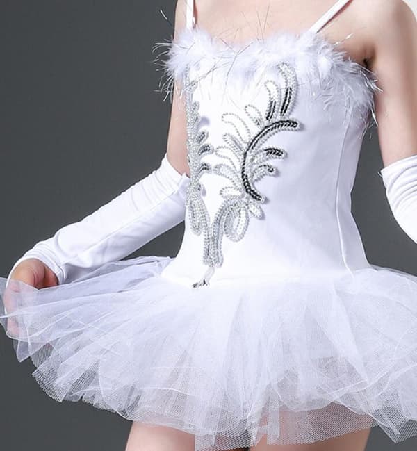 Flickas Sekvens Pärlor Ballet Dans Tutu Klänning Trikå Prestanda 140cm