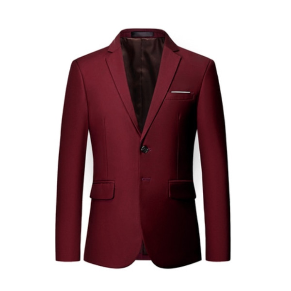 Herrejakkesæt Regular Fit Mænd En-Knaps Blazer Bukser Sæt til Mænd Bryllup Forretning Formelle Sæt Wine Red L