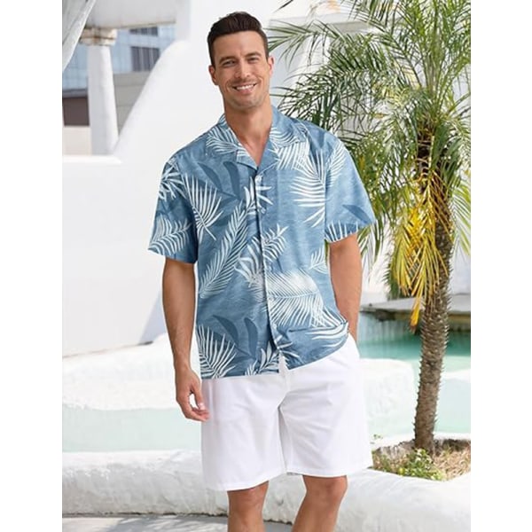 Herr Hawaiian Skjortor Kortärmad Knapp Ned Casual Skjortor Tryckta Strand Skjortor Color 5 M