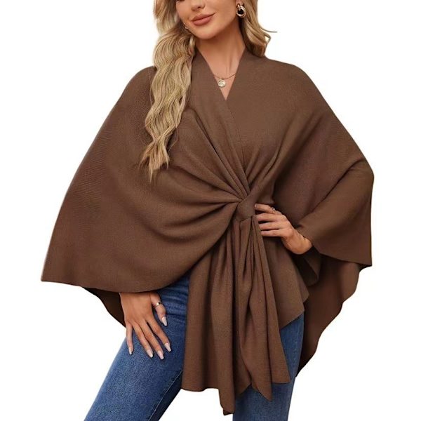 Elegant Kåpe Topp for Kvinner i Én Farge og Mykt Stoff brown
