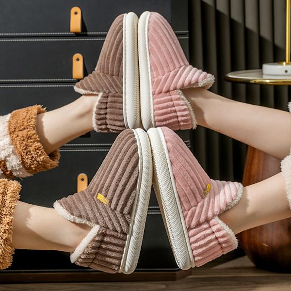 Mjuka och halkfria tofflor i plysch för hemmet - Unisex molntofflor för kvinnor och män brown 44-45