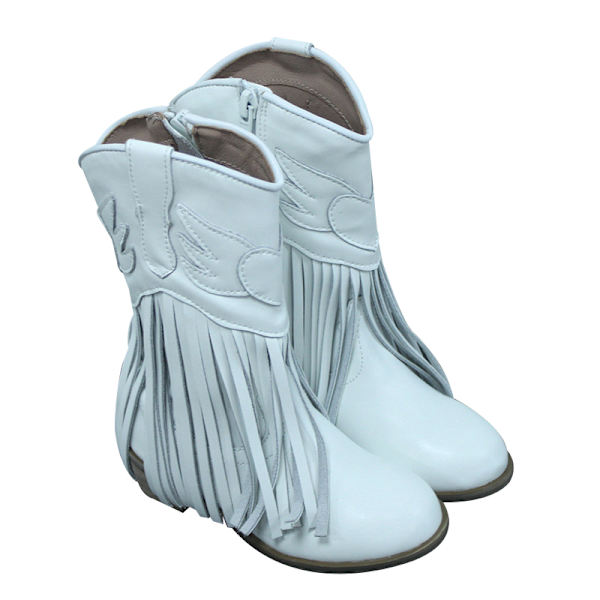 Cowgirl-tyyliset nahkasaappaat pienille tytöille talveksi white sizse12