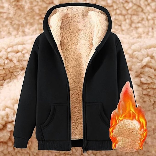 Vinterjacka Dam Fleecejacka med Huva black 4XL