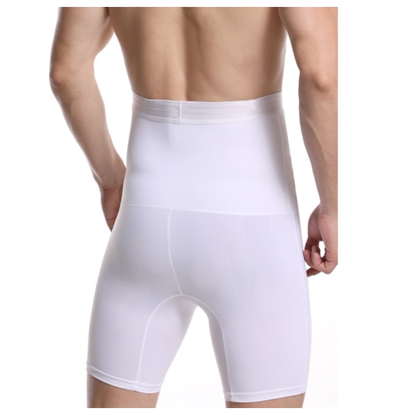 Män Tummy Control Shorts Hög Midja Underkläder Slankning Shapewear White L