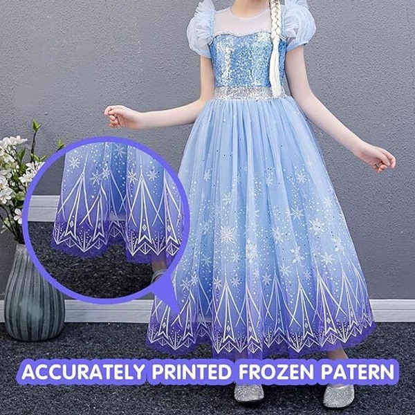 Tyttöjen Valoisa Lumikuningatarmekko Halloween Jää Joulu Frozen Elsa Lasten Asuste 100cm