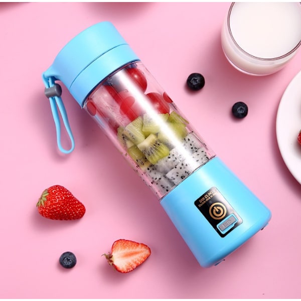 Bærbar Fruktjuiceblender Personlig Elektrisk Mini-flaske Hjem USB 6 Blader Blue