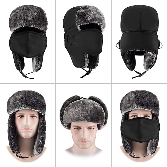Vinterluer for Kvinner og Menn - Trapper Ushanka-lue med Øreklaffer black