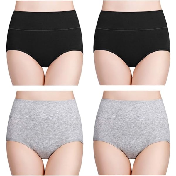 Women's Cotton Underwear High Waisted Ladies Panties Full Coverage Briefs 4 Pack