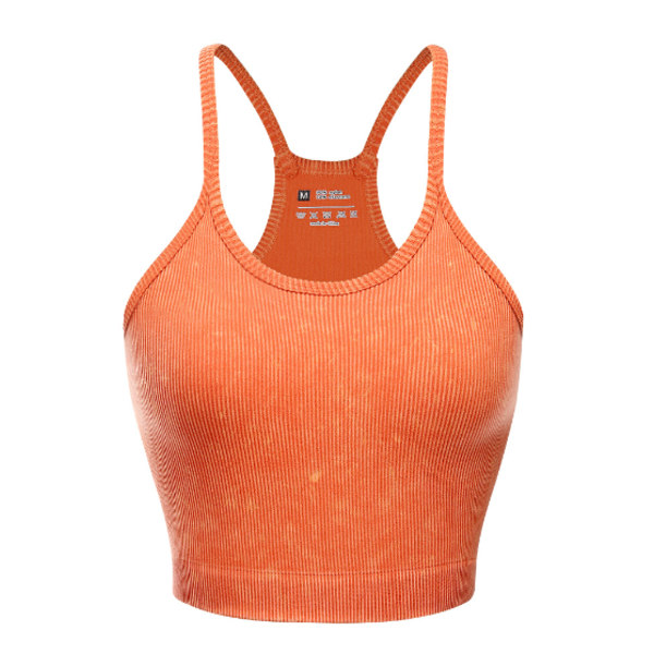 Damer 3-pak Sømløse Rib-Strikket Camisole Crop Tank Tops Orange L