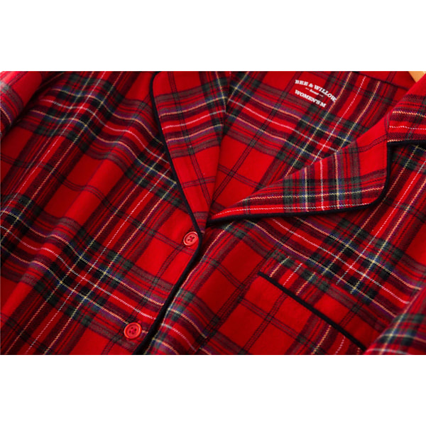 Julpyjamas för Par Matchande Set Familj Pyjamas Jul Knapp Rutig Sovkläder Men XXL