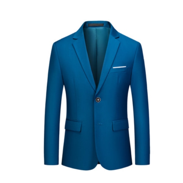 Herrkostymer Regular Fit Herr En Knapp Blazer Byxor Kostym för Herr Bröllop Business Formell Kostym Lake Blue 5XL