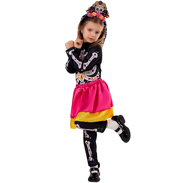 Pige Halloween Kostume Jumpsuit med Blomster-Skelet S