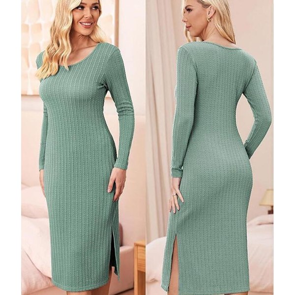 Svangerskapsstrikket kjole med lange ermer green 2XL