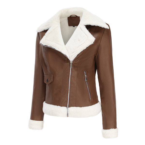 Läder Sherpa Jacka Dam, Lammskinns Pälsjackor coffee 2XL