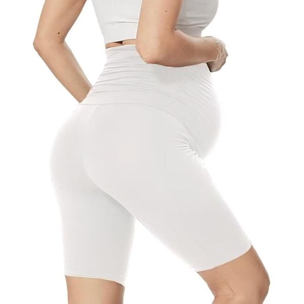 Korta mamma leggings för kvinnor white XL