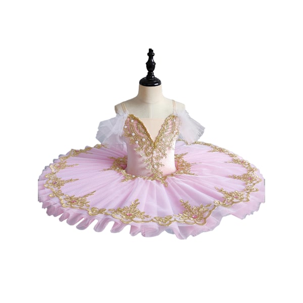 Jente Profesjonell Ballet Leotard med Hard Platter Tutu Camisole Skjørt pink 110cm