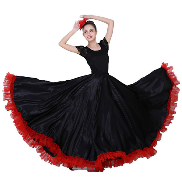 Elegantti tanssikilpailun pitkä helma tanssimekko latinalaiseen tanssiin black