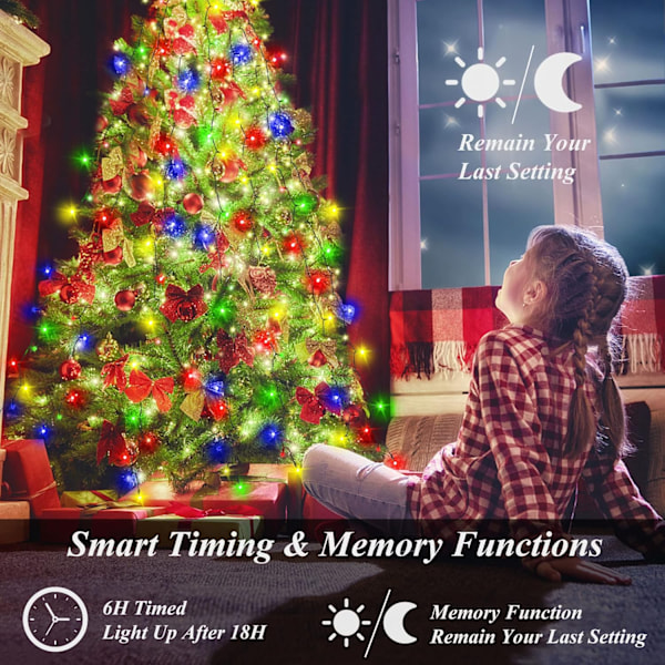 Julelys til Træ, 6,6FT x 16 Rækker Fe 400 LED med Fjernbetjening Multicolor