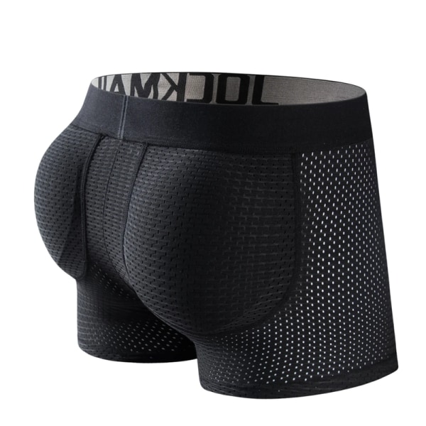 Mænds Underbukser Boxer Mesh Mænds Polstrede Underbukser med Hoftepads Black 2XL